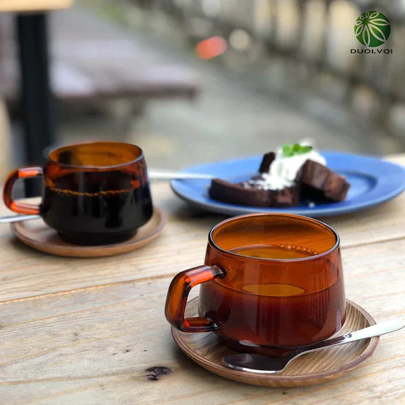 DecorBites™ Glass Coffee Mug Tumbler | Colorful Heat-Resistant Tea Juice Cup