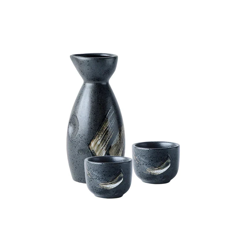 DecorBites™ Ceramic Sake Liquor Dispenser Set - Yellow Wine Cup & Small Glass