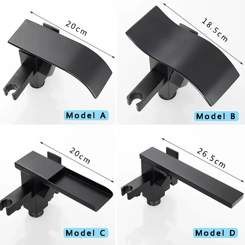 DecorBites™ Matte Black Waterfall Bathtub Shower Faucet, Floor Standing Hot Cold Mixer Tap