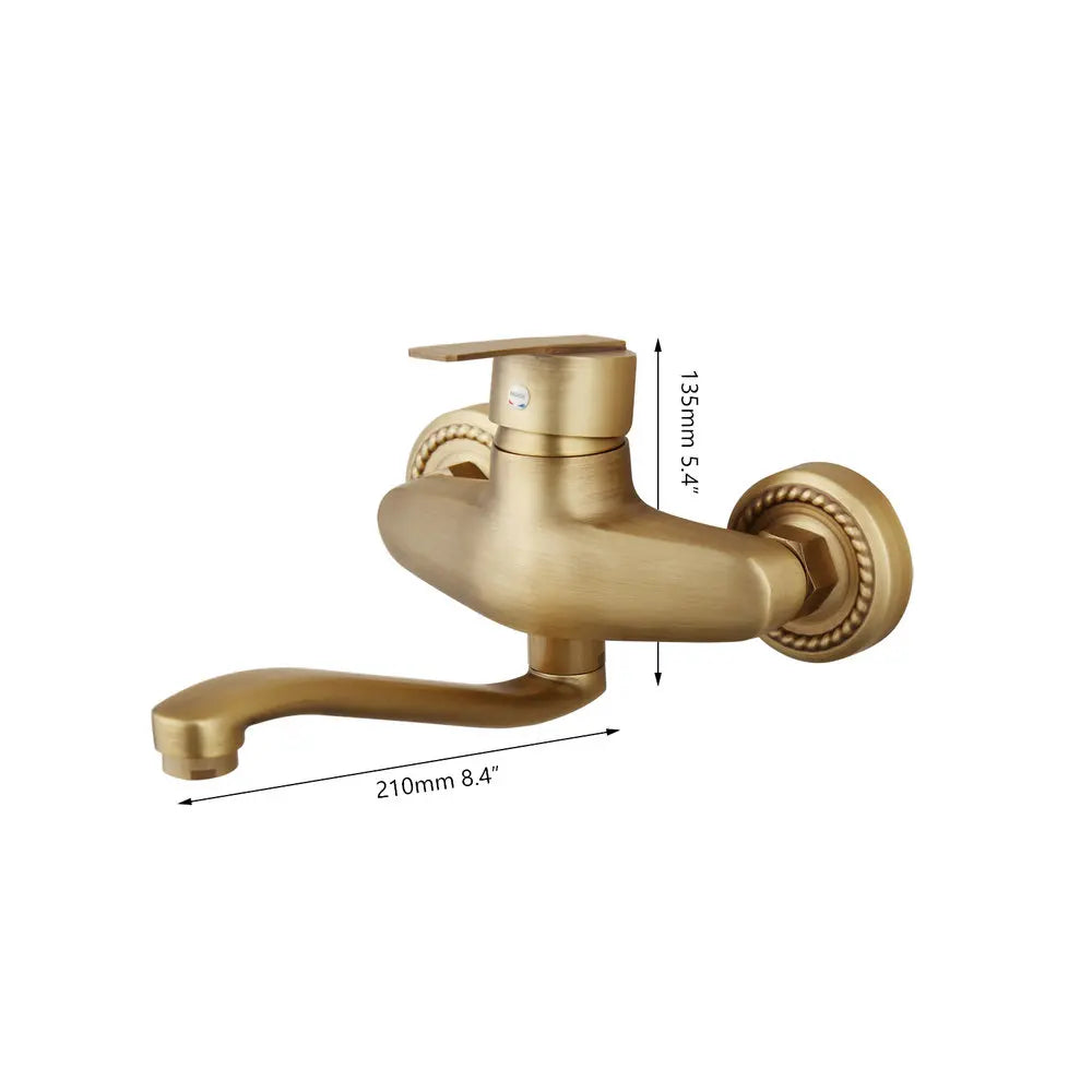 DecorBites™ Antique Brass Basin Sink Mixer Tap Wall Mounted Kitchen Faucet