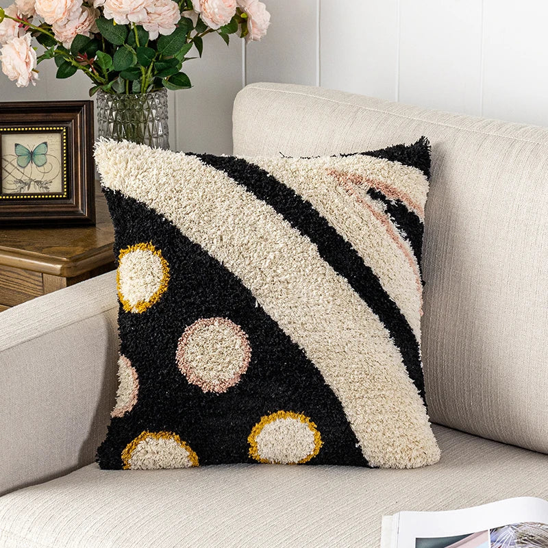 DecorBites™ Black Abstract Eye Pillow Cover for Home Decoration, 30x50cm/45x45cm