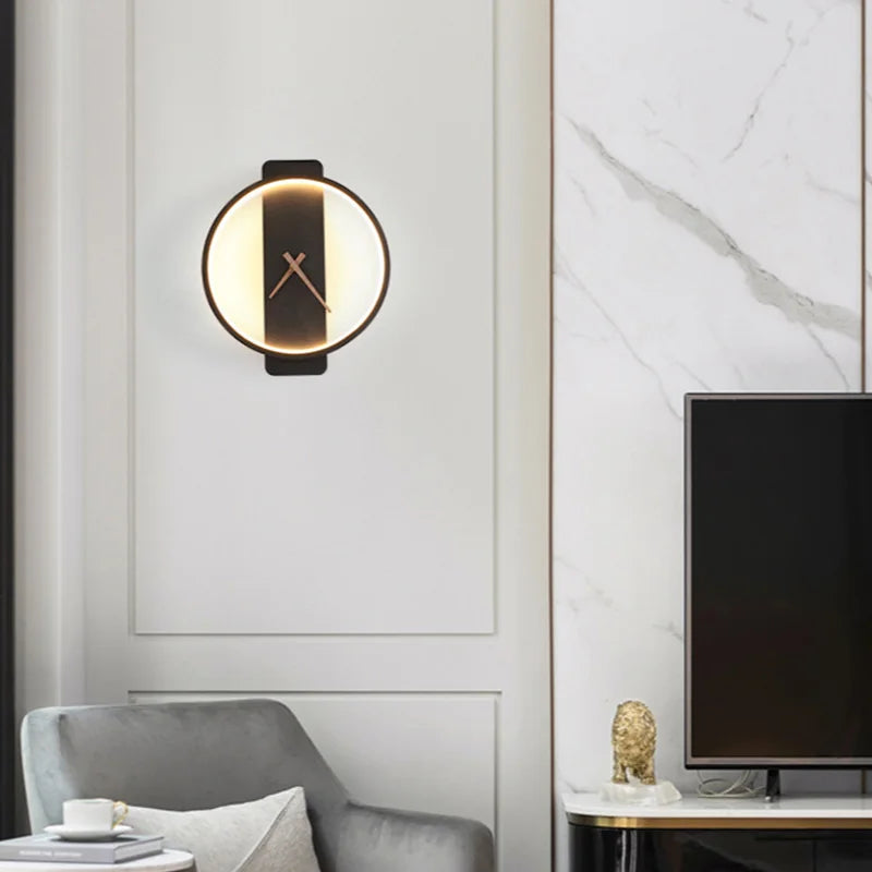 DecorBites™ LED Wall Lamp Wall Clock Modern Design Nordic Luxury Simple For Hotel Bedside