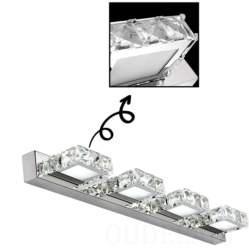 DecorBites™ LED Mirror Light: Crystal Round Wall Lamps for Bathroom and Vanity
