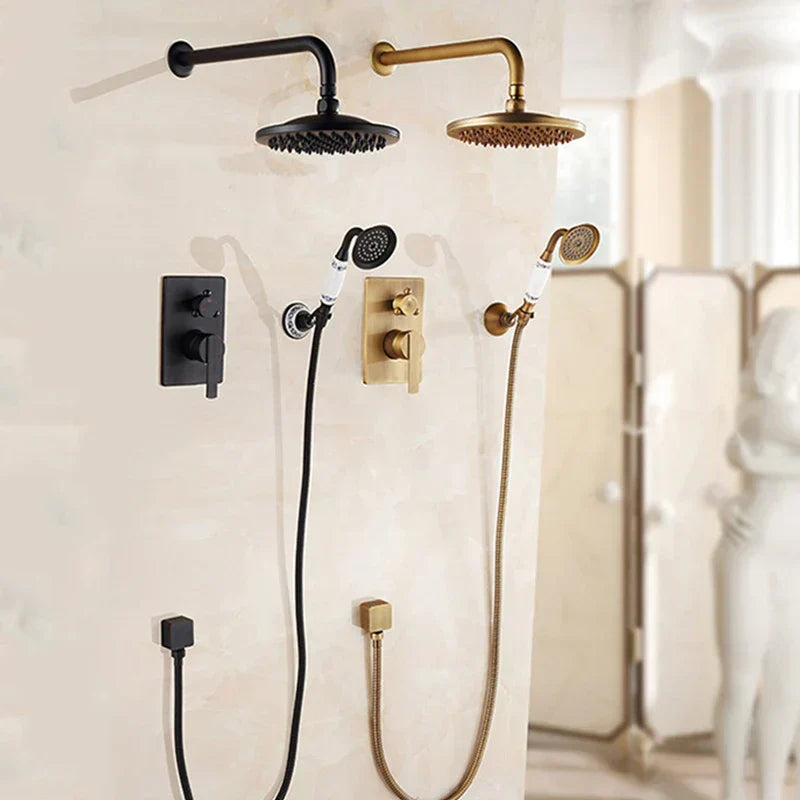 DecorBites™ Black Antique Wall-Mounted Bathroom Rain Shower System