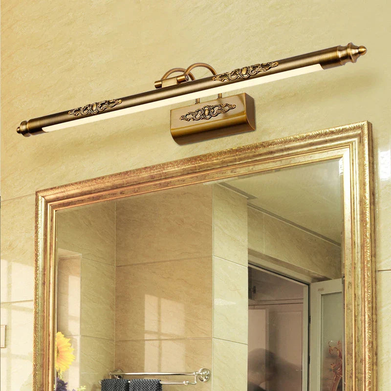 DecorBites™ Bronze Carved Mirror Lamp for Bathroom Wall Decor, Retro Design, 500mm, 8W