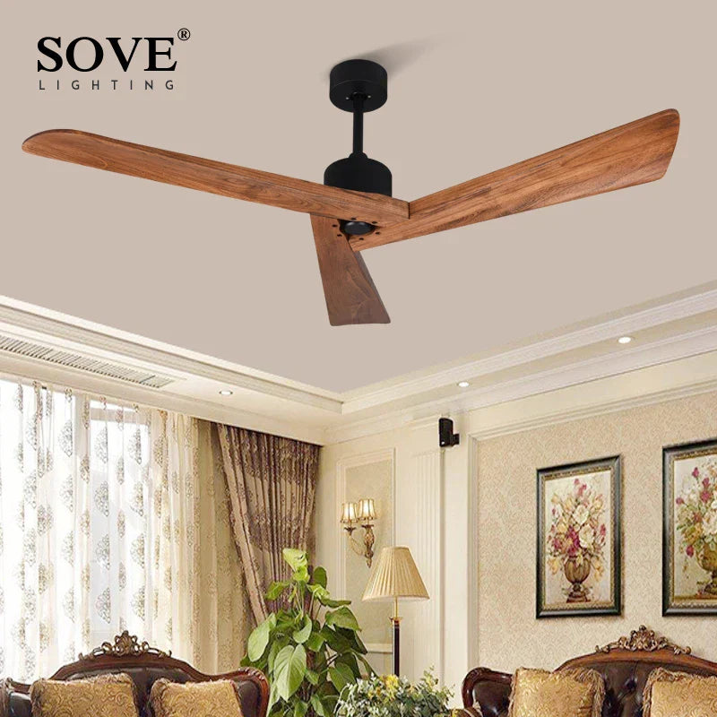 DecorBites™ 60" Wood Ceiling Fan, Remote Control, Creative Living Room Dining Room Loft, DC Fan