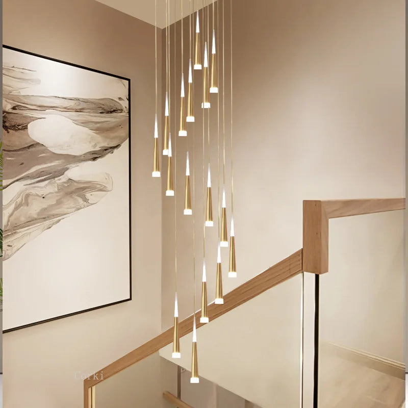 DecorBites™ LED Ring Chandelier Stair Chandelier Rotating Kitchen Hanging Lamp, Modern Villa Decor Lighting