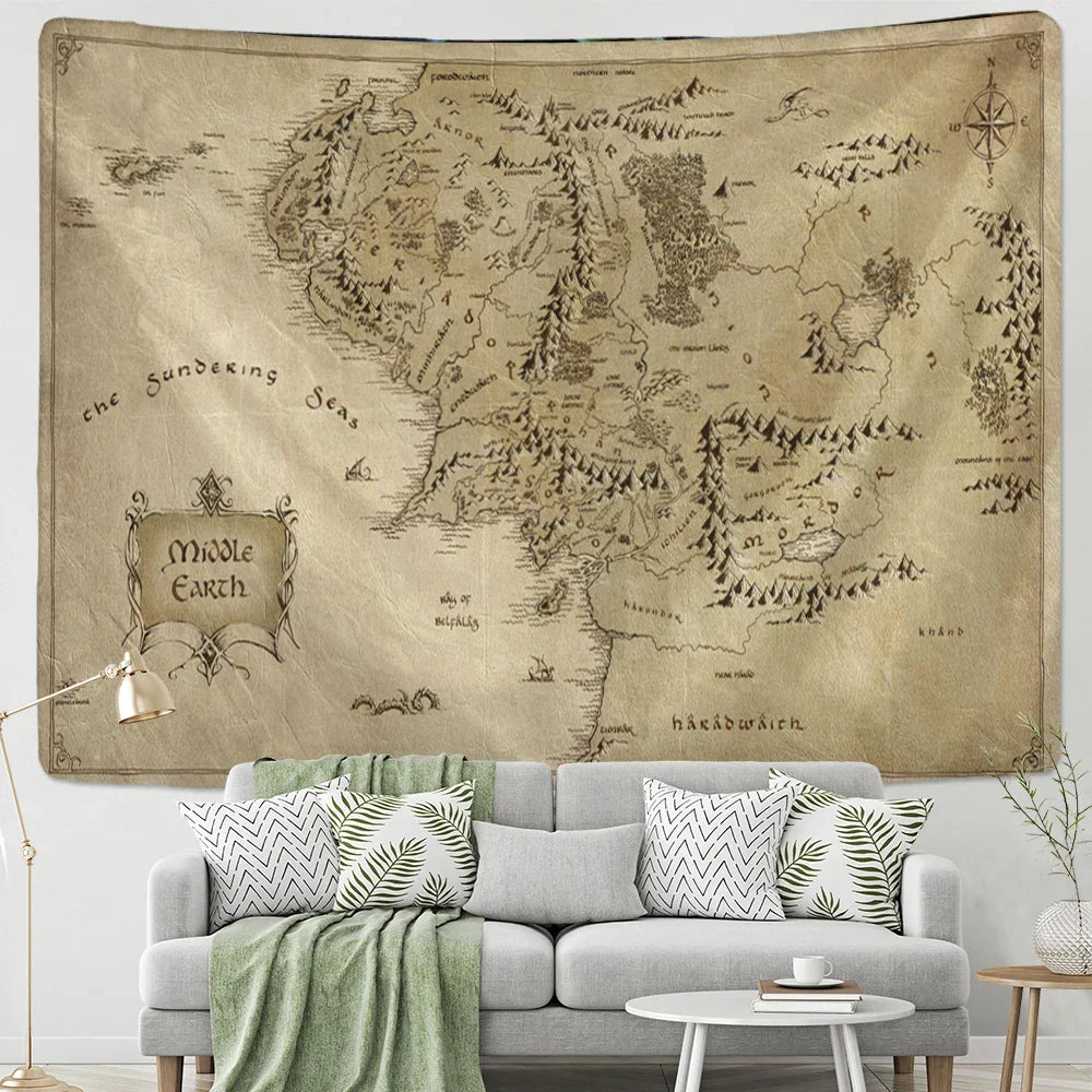 DecorBites™ Antique Pirate Treasure Map Tapestry Wall Hanging Hippie Boho Decor