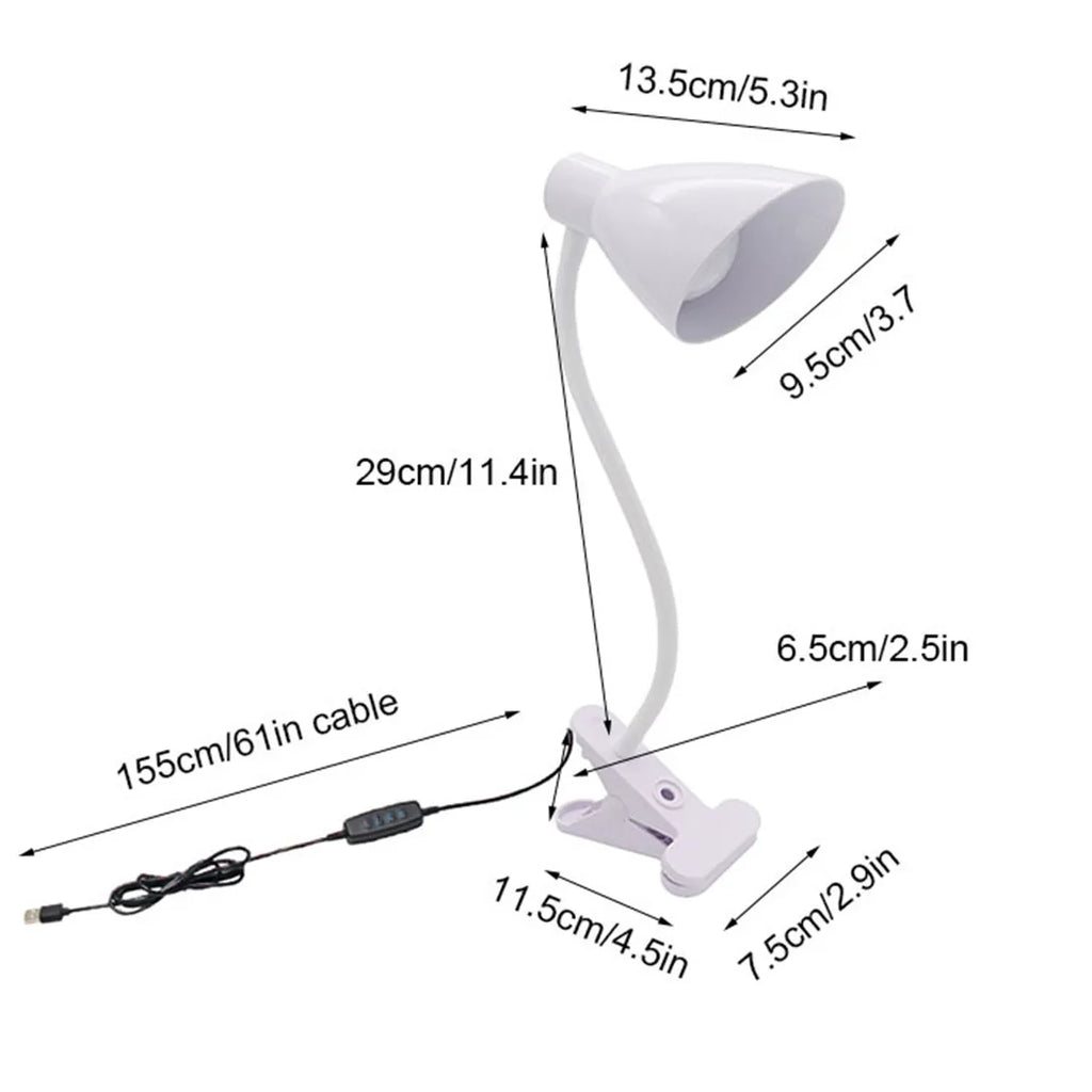 DecorBites™ 5W USB Night Light LED Clip Lamp, Dimmable, 3 Color Modes, 10 Brightness Settings