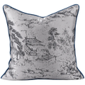 DecorBites™ Asian Landscape Painting Jacquard Square Pillow Cover 45x45cm