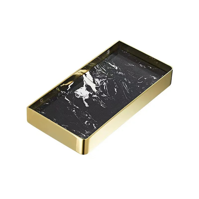 DecorBites™ Brushed Gold Bathroom Corner Shelf Wall-Mounted Storage Organizer