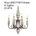 DecorBites™ Antique White Wooden Chandelier Elegant French Rustic Lighting