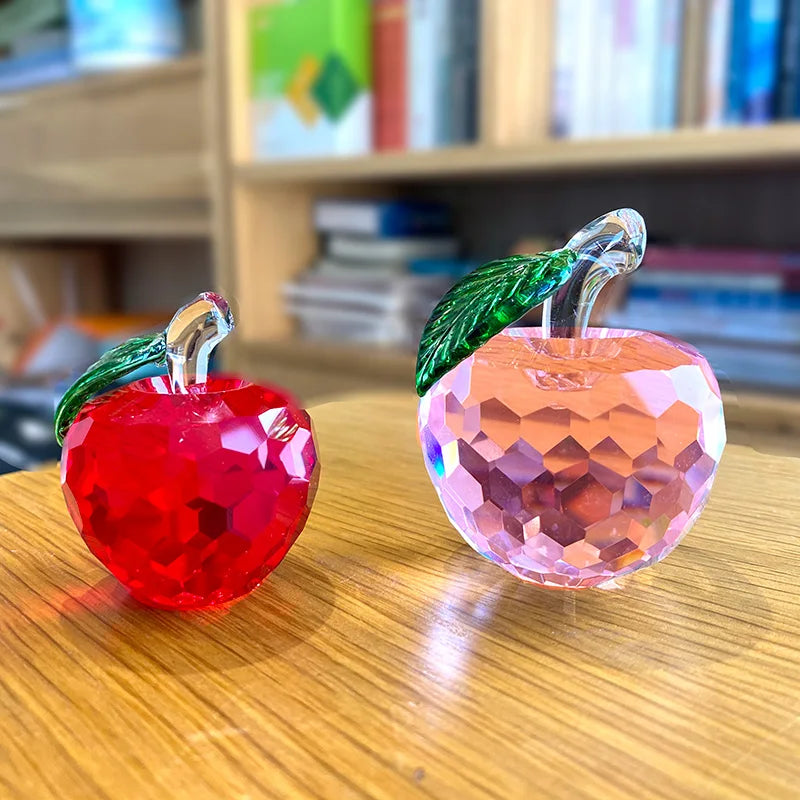 DecorBites™ 3D Crystal Yellow Apple Glass Paperweight Figurine Ornaments - Office Desktop Decoration