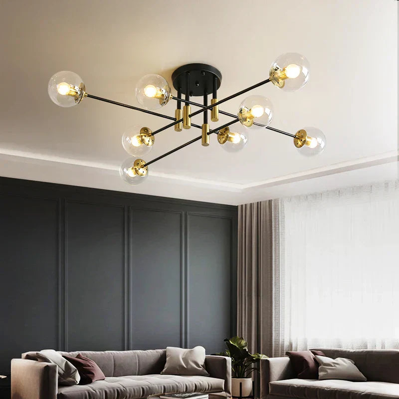 DecorBites™ Glass Ball Black Chandelier - Nordic Round Dining Table Ceiling Chandelier