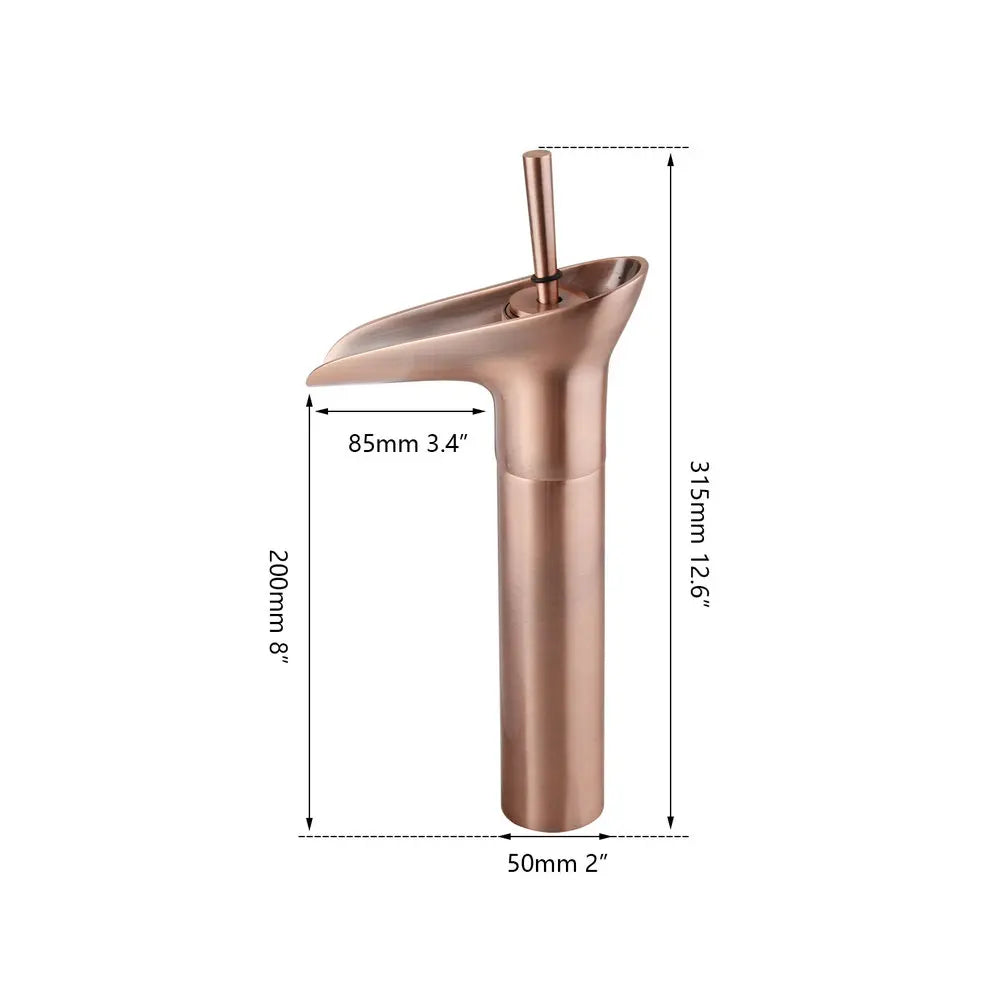 DecorBites™ Golden Waterfall Bathroom Faucet Mixer Tap Tall Sink Deck Mounted
