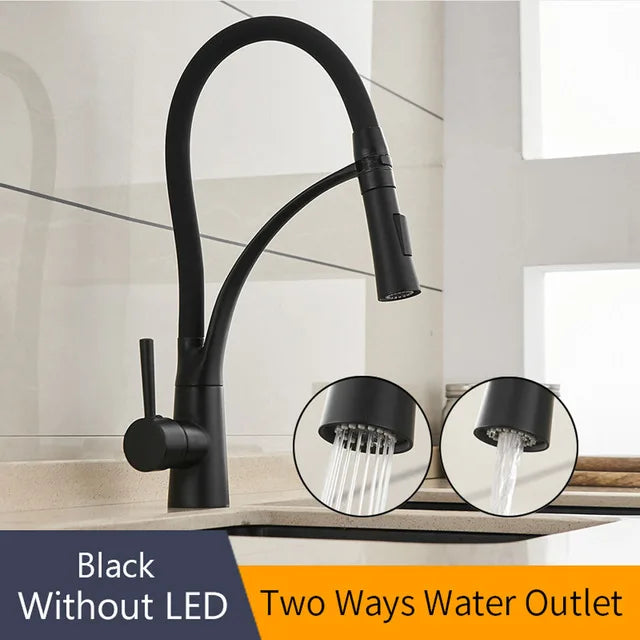 DecorBites™ Brushed Nickel Kitchen Sink Faucet LED Light Mixer Tap