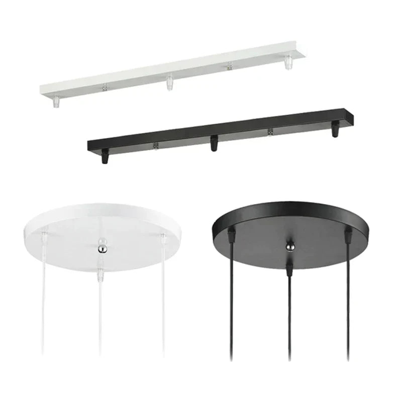 DecorBites™ Ceiling Chandelier Plate 3-Hole Black/White Iron Lamp Base Pendant Lighting Kit