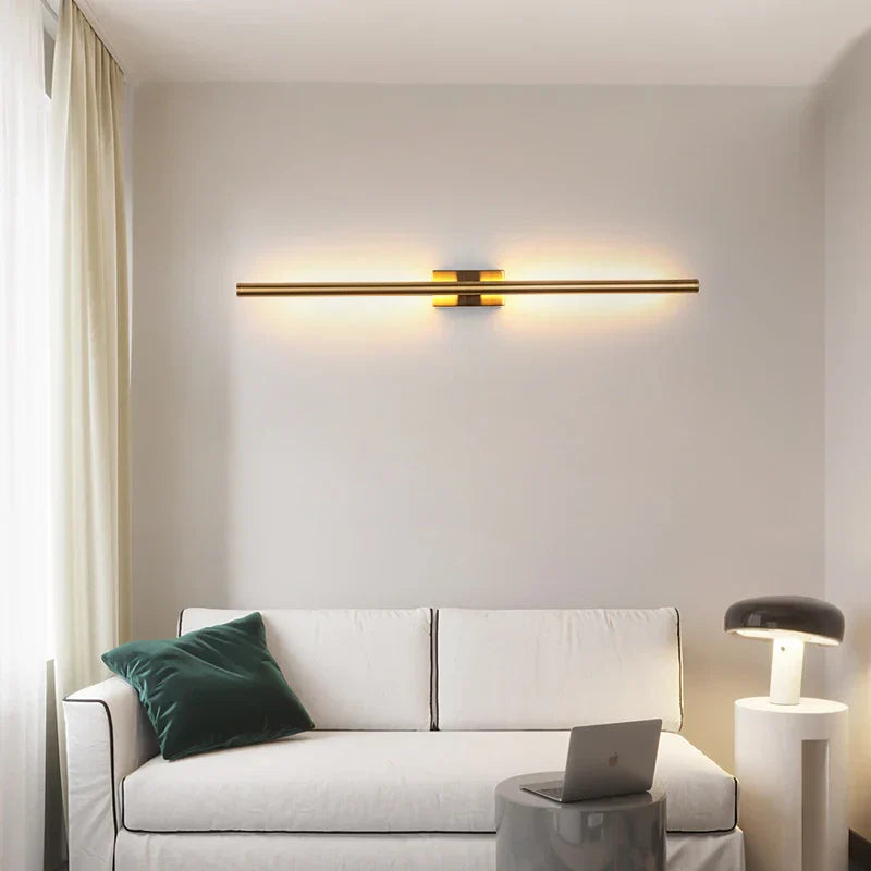 DecorBites™ LED Metal Tube Wall Lamp Modern Black Gold Decor Sconce for Bedroom Foyer Bathroom