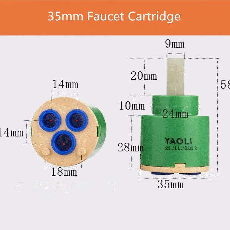 DecorBites™ 40mm Ceramic Faucet Cartridge: Durable Valve for 500,000 Uses