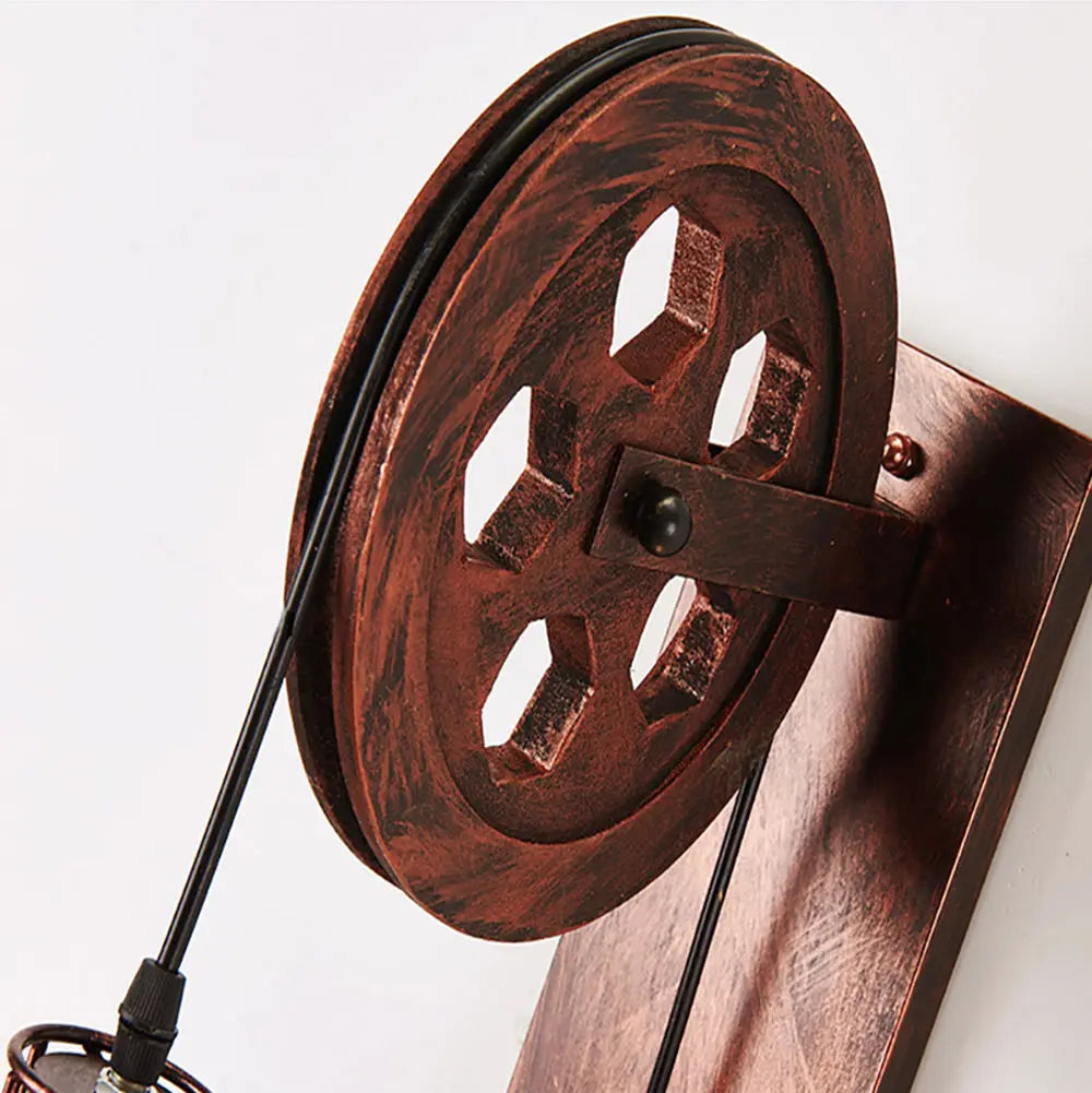 DecorBites™ Industrial Pulley Wall Lamp Adjustable Sconce Light Fixture Loft Cafe Bar