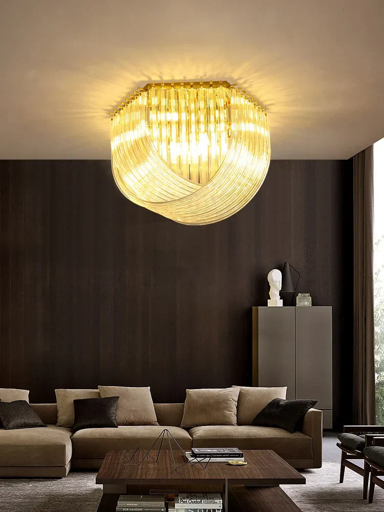 DecorBites™ LED Glass Chandelier Hanging Lamps for Foyer - Modern Stainless Steel Design