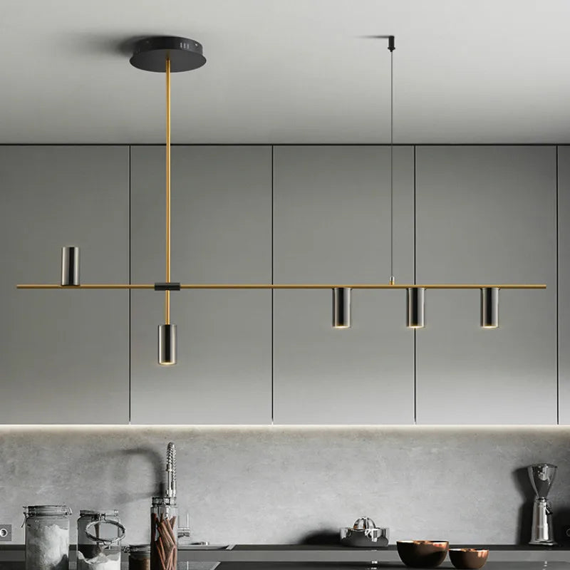 DecorBites™ Designer Black Long Chandelier Lights for Modern Minimalist Dining Room