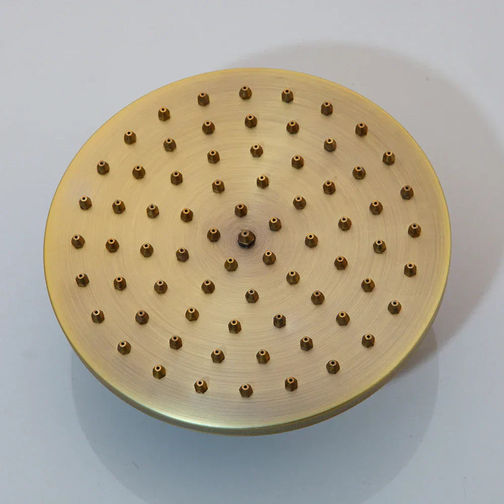 DecorBites™ Antique Brass Round Wall Mounted Rainfall Shower Faucet Set with 2 Handles