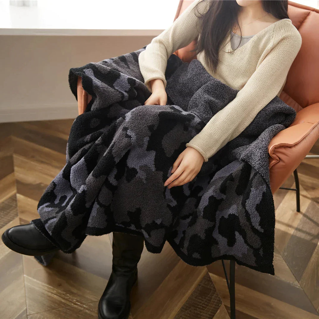 DecorBites™ Camouflage Knitted Throw Blanket