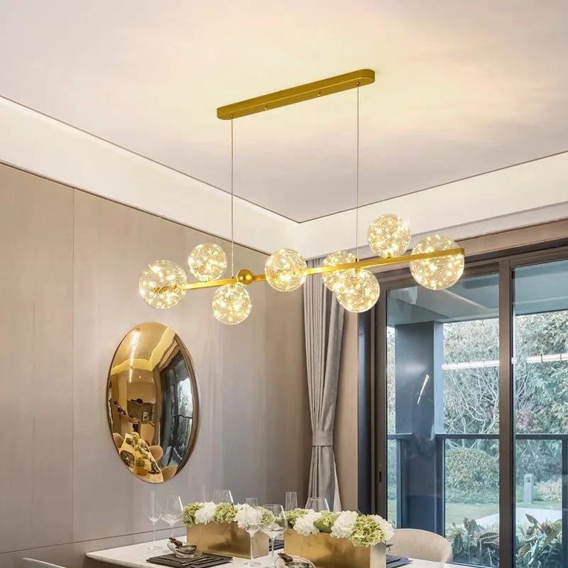 DecorBites™ Glass Bubble LED Chandelier: Nordic Art Star Bright Indoor Lighting for Romantic Atmosphere