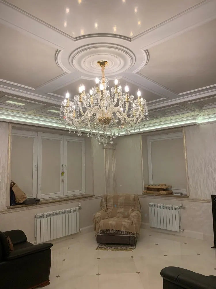 DecorBites™ Crystal LED Chandelier Gold/Silver K9 6/8/10/15/18 Arm Living Room Lighting