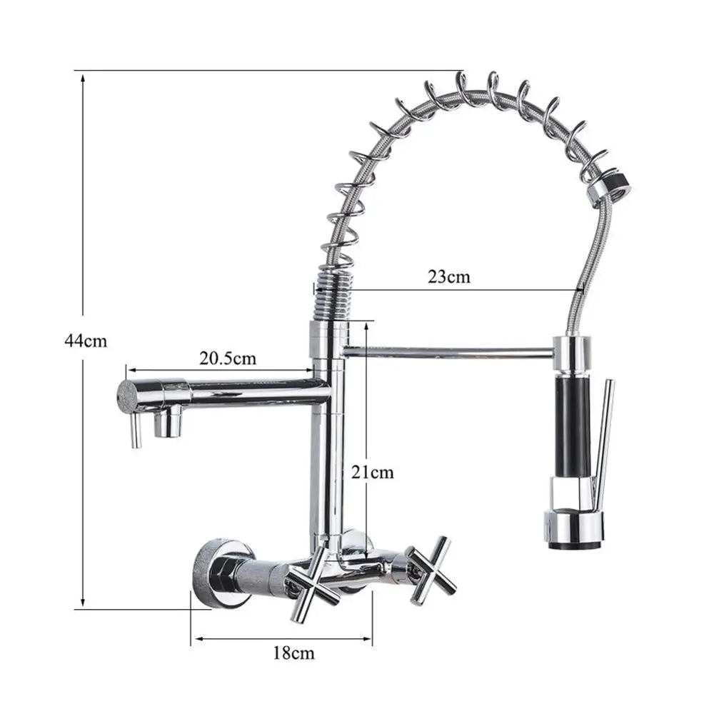 DecorBites™ Black Wall-Mounted Kitchen Faucet with Swivel Spout and Dual Handles