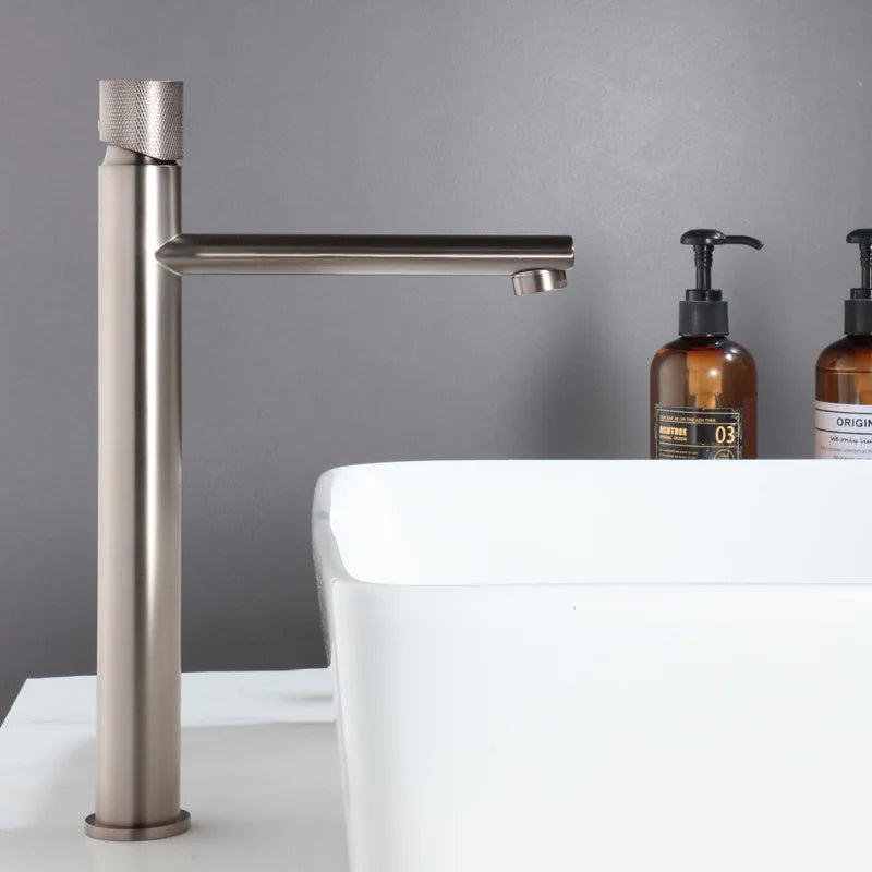 DecorBites™ Brushed Gold Brass Bathroom Basin Faucet - Deck Mounted Sink Tap