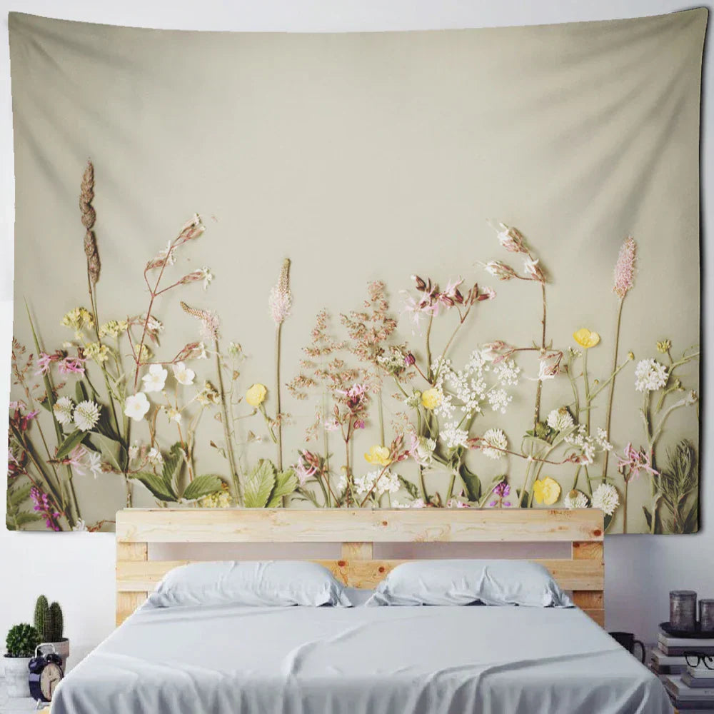 DecorBites™ Boho Green Leaf Tapestry Wall Hanging - Natural Plant Landscape Home Decor
