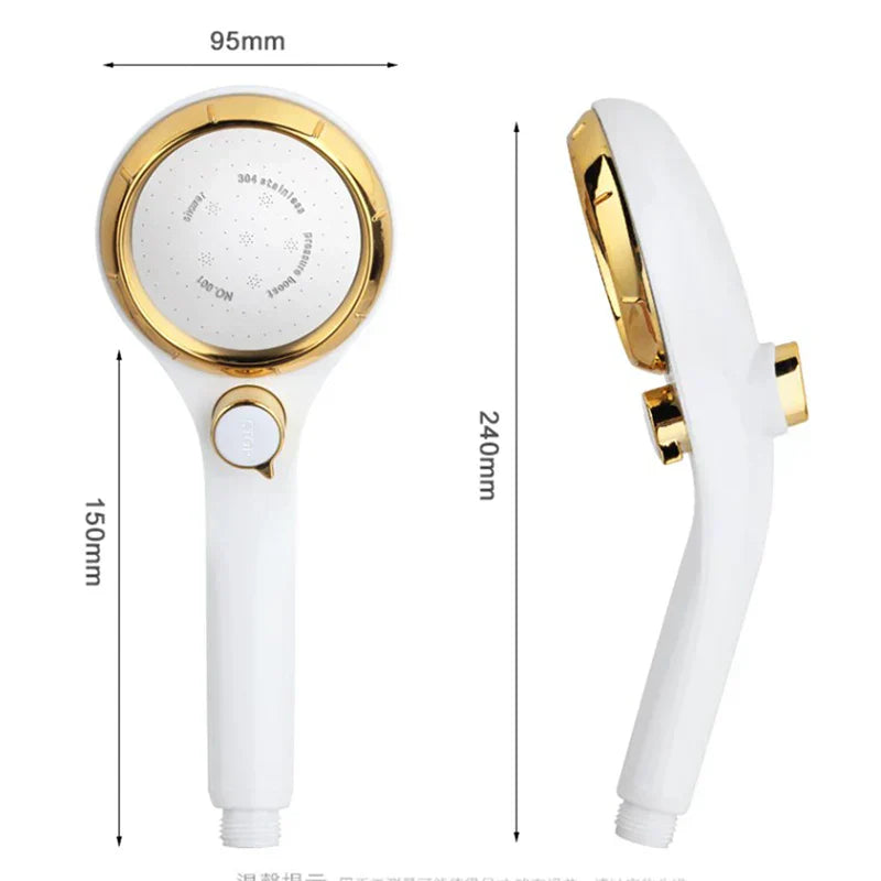 DecorBites™ High Pressure ABS Shower Head with Stepless Adjustable Button Rotation