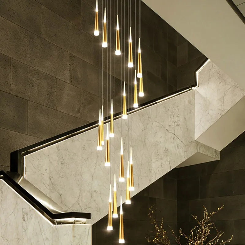 DecorBites™ LED Ring Chandelier Stair Chandelier Rotating Kitchen Hanging Lamp, Modern Villa Decor Lighting