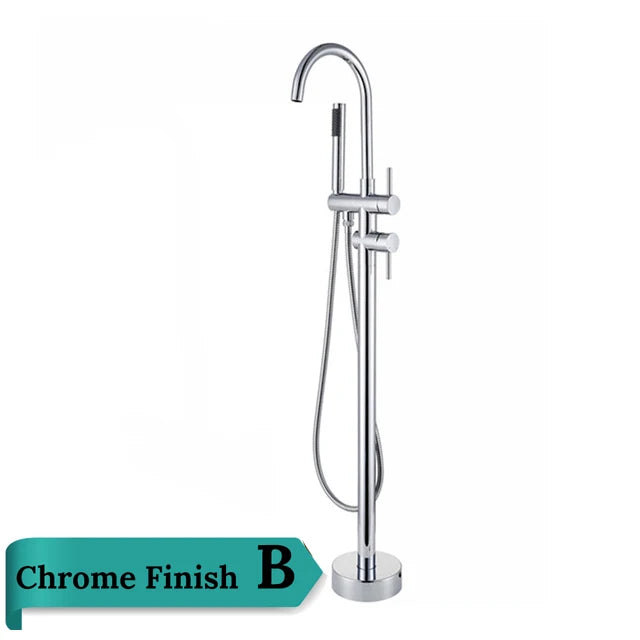 DecorBites™ Antique Brass Floor Mount Tub Faucet Swivel Spout Shower Mixer Tap