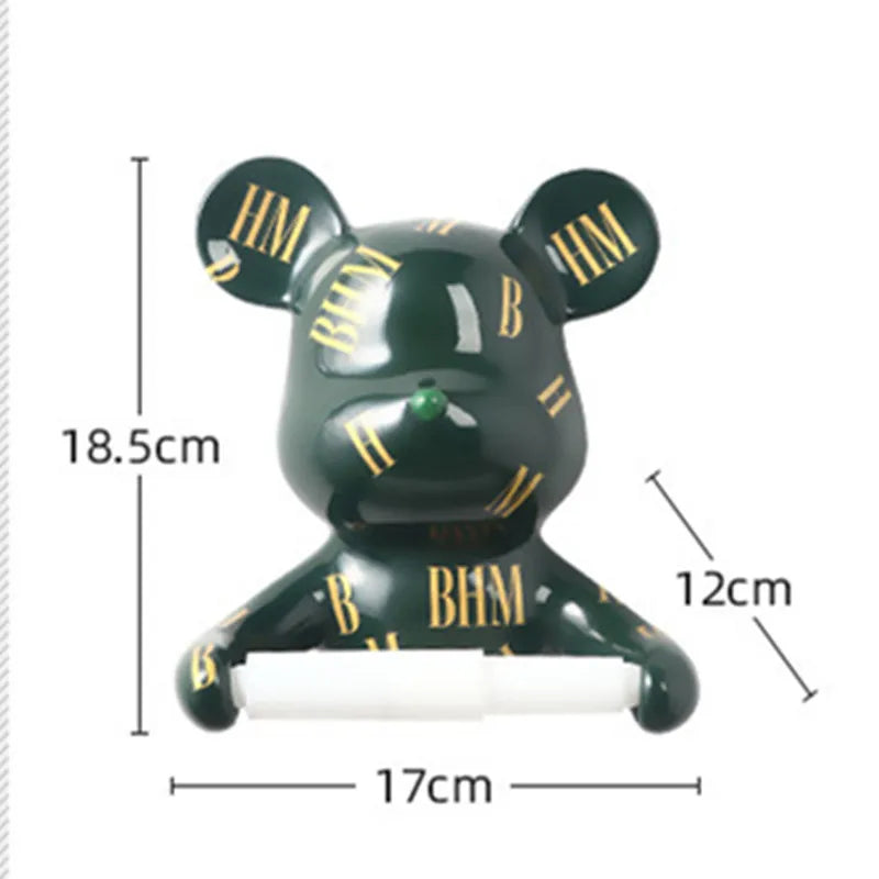 DecorBites™ Bear Resin Paper Towel Holder: Nordic Animal Hanging Tissue Box Rack for Modern Wall Decor