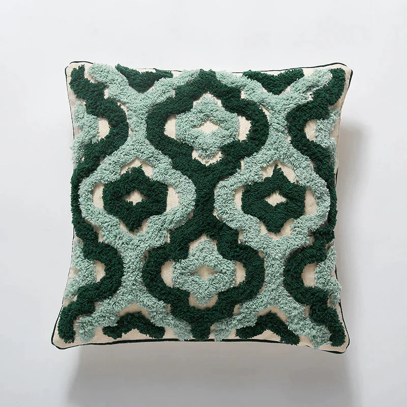 DecorBites™ Blue Tufted Geometric Boho Style Cushion Cover 45x45cm for Home Decor