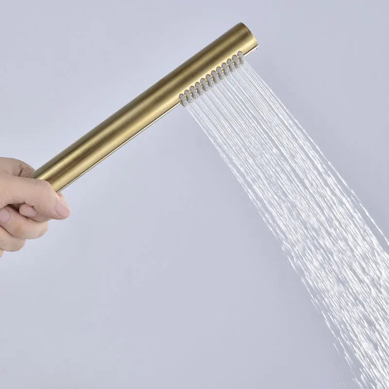 DecorBites™ Brushed Gold Brass In-Wall Shower Mixer Set for Bath and Shower