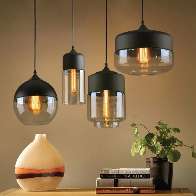 DecorBites™ LED Glass Pendant Lamp: Modern Nordic Hanging Light for Kitchen, Bedroom, Hotel & Restaurant decor.