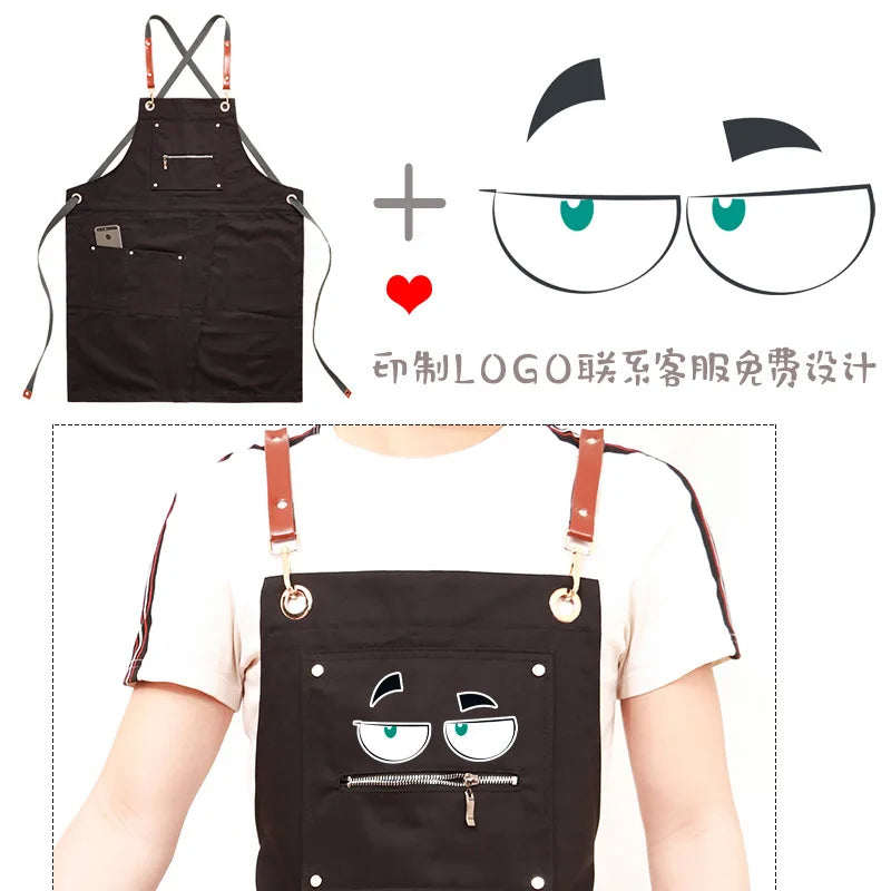 DecorBites™ Apron: Personalized Korean Fashion Uniforms for Barber, Tea, Coffee & Flower Shop