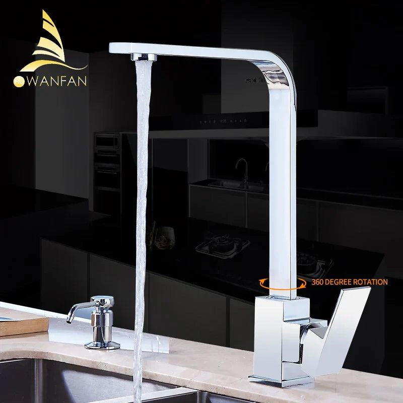 DecorBites™ Brass Kitchen Sink Faucet 360 Swivel Mixer in Black - Single Handle