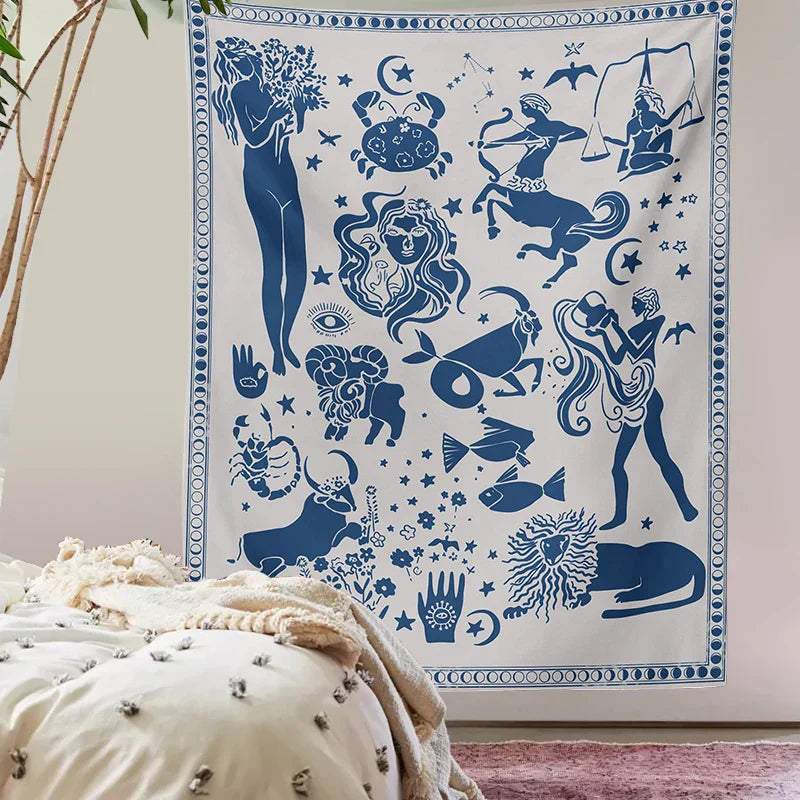 DecorBites™ Constellation Tarot Boho Tapestry Wall Hanging Trippy Sun Moon Decor