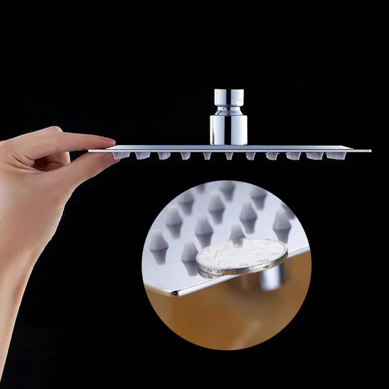 DecorBites™ 8/16 Inch Chrome Shower Set with Rainfall Head, Ceiling Mount Mixer, Brass Faucet