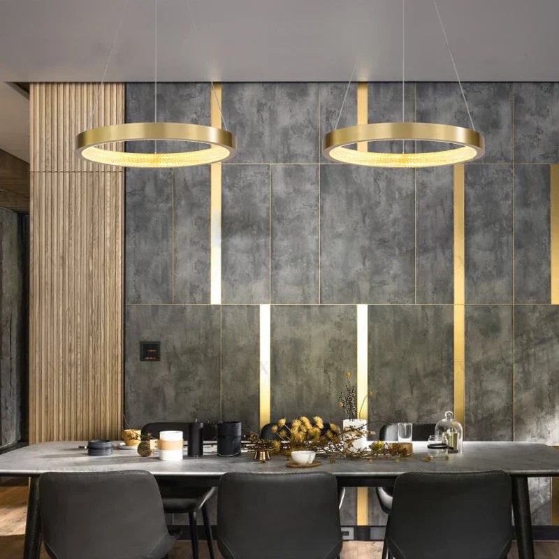 DecorBites™ Gold Circle Chandelier Creative LED Lighting Modern Indoor Fixtures