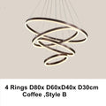 DecorBites™ LED Chandelier Rings Pendant Light - Coffee Gold Dimmable Ceiling Lamp