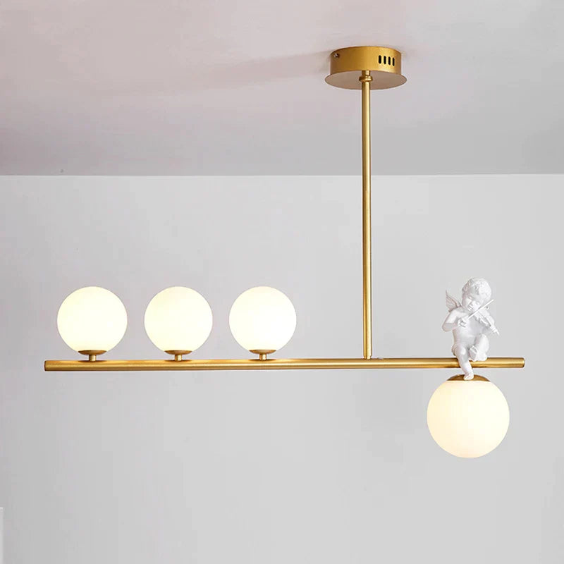 DecorBites™ Glass Bubble Pendant Light with LED lamp - Angel Candle Holder Statues