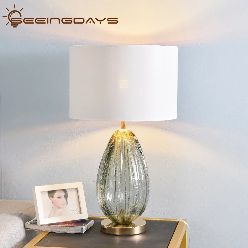 DecorBites™ Glaze Liuli Crystal Table Lamp, Large Lamp for Living Room and Bedroom