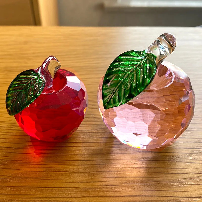 DecorBites™ 3D Crystal Yellow Apple Glass Paperweight Figurine Ornaments - Office Desktop Decoration