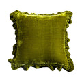 DecorBites™ Luxe Orange Velvet Ruffled Euro Pillow Sham - French Style Elegance